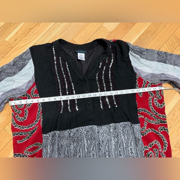 Ulla Popken Bohemian Plus Sized 20/22 Tunic Patchwork Lagenlook 3/4 Sleeve - Picture 4 of 7